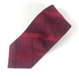 Sean John Fine Tailoring Red Silk Tie Geometric Floral Paisley Striped Design